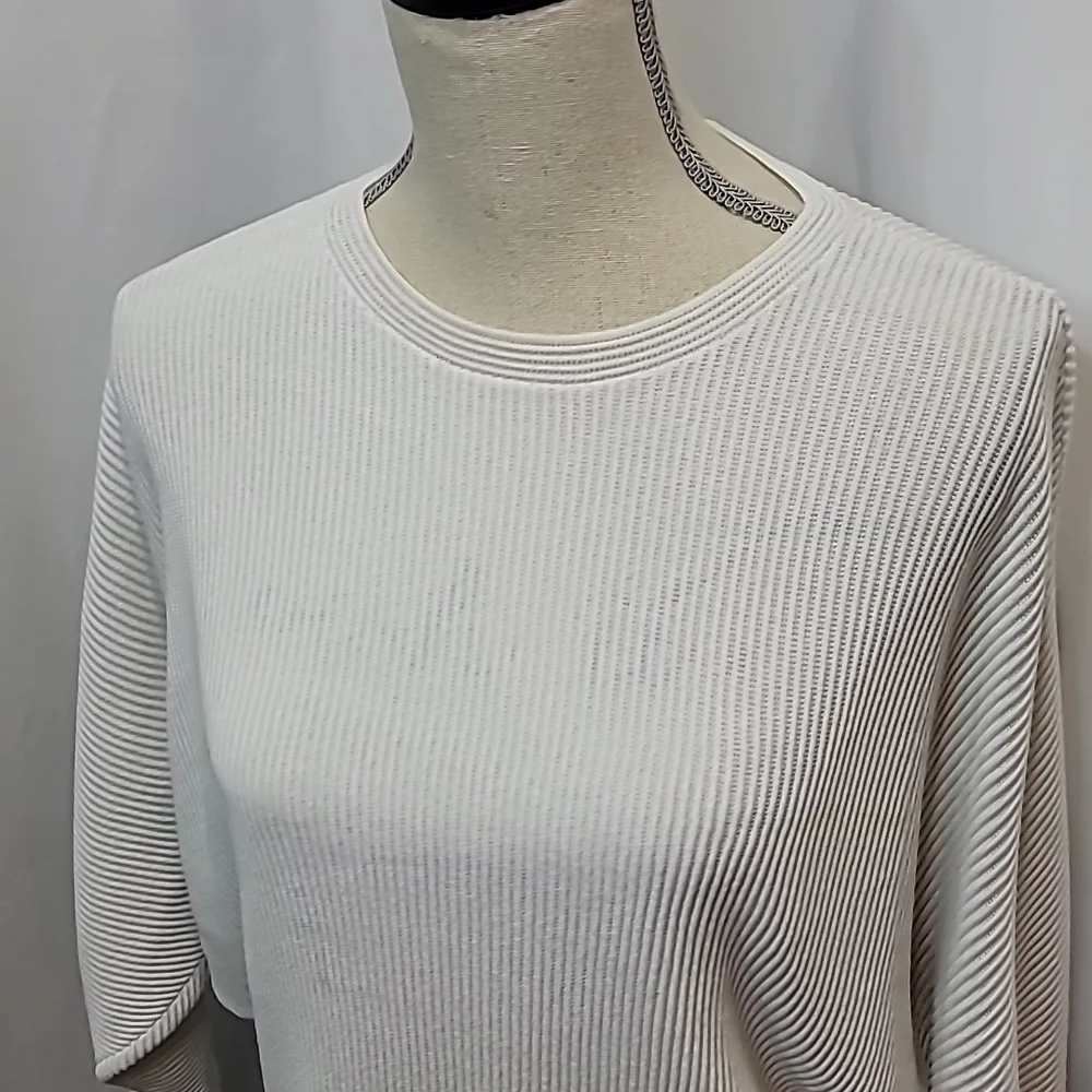 WILFRED Ribbed Viscose Linen Blend Parachute Drop Shoulder Top Blouse - Picture 2 of 9